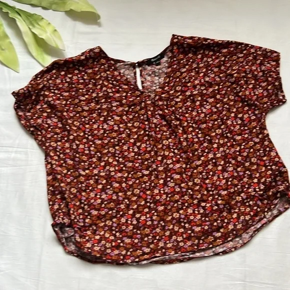 Madewell Rhyme Floral Top in Spring Floral Rusted - Picture 2 of 8